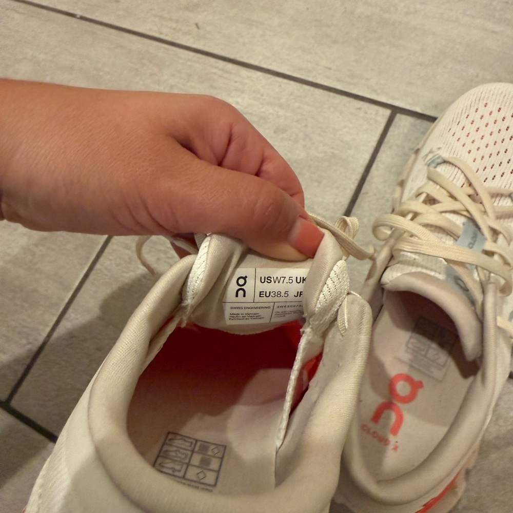 On Cloudswift Women's Running Shoes in Beige with Coral Accent - Picture 6 of 6